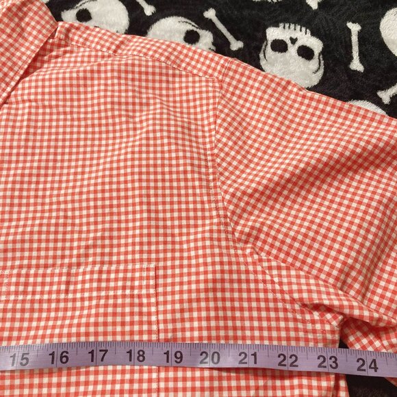 J. CREW Orange white gingham long-sleeve men's shirt ~ LARGE XL 1X button-down - Picture 5 of 9